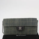 CHANEL Choco Bar Chain Shoulder Bag Denim Blue CC Auth 156057-12