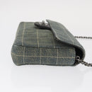 CHANEL Choco Bar Chain Shoulder Bag Denim Blue CC Auth 156057-4