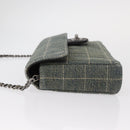 CHANEL Choco Bar Chain Shoulder Bag Denim Blue CC Auth 156057-5