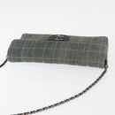 CHANEL Choco Bar Chain Shoulder Bag Denim Blue CC Auth 156057-7