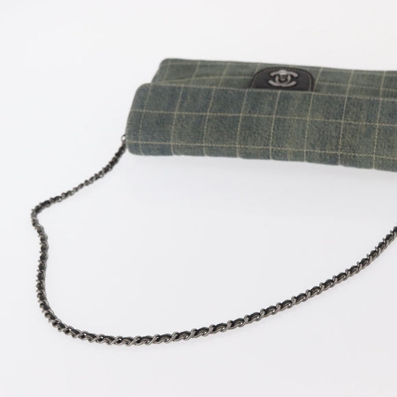 CHANEL Choco Bar Chain Shoulder Bag Denim Blue CC Auth 156057