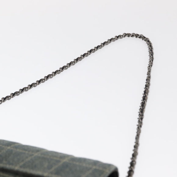 CHANEL Choco Bar Chain Shoulder Bag Denim Blue CC Auth 156057