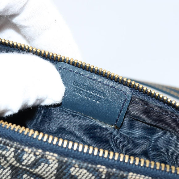 Christian Dior Trotter Canvas Saddle Accessory Pouch Navy Gold Auth 156060