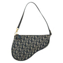 Christian Dior Trotter Canvas Saddle Accessory Pouch Navy Gold Auth 156060-13