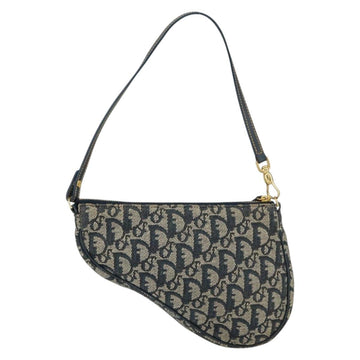 Christian Dior Trotter Canvas Saddle Accessory Pouch Navy Gold Auth 156060 - 0