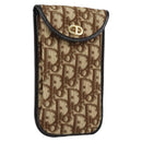 Christian Dior Trotter Canvas Pouch Beige Gold Auth 156062-1