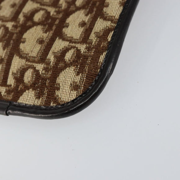 Christian Dior Trotter Canvas Pouch Beige Gold Auth 156062