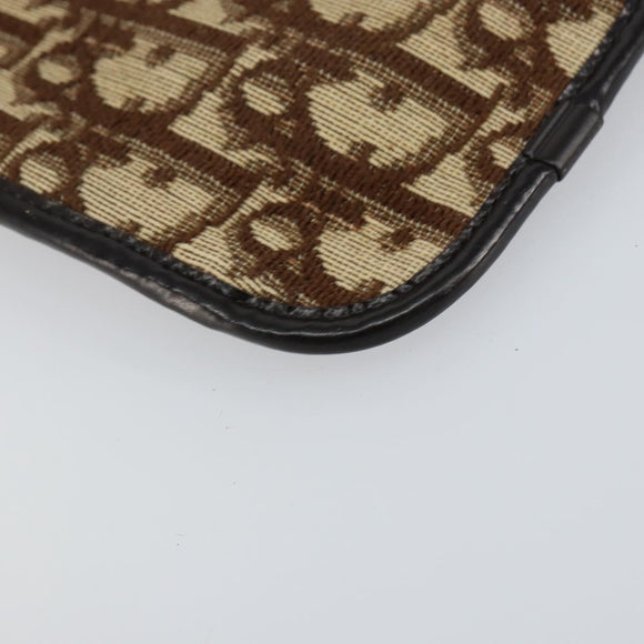 Christian Dior Trotter Canvas Pouch Beige Gold Auth 156062