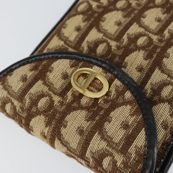 Christian Dior Trotter Canvas Pouch Beige Gold Auth 156062