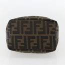 FENDI Zucca Canvas Vanity Hand Bag Black Brown gold Auth 156064-11