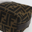 FENDI Zucca Canvas Vanity Hand Bag Black Brown gold Auth 156064-12