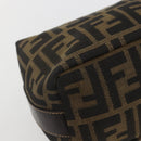 FENDI Zucca Canvas Vanity Hand Bag Black Brown gold Auth 156064-13