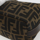 FENDI Zucca Canvas Vanity Hand Bag Black Brown gold Auth 156064-14
