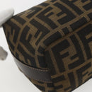FENDI Zucca Canvas Vanity Hand Bag Black Brown gold Auth 156064-15