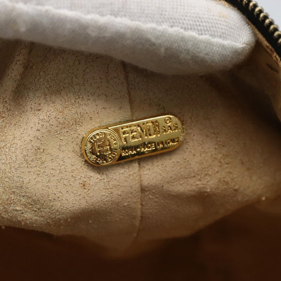 FENDI Zucca Canvas Vanity Hand Bag Black Brown gold Auth 156064