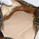 FENDI Zucca Canvas Vanity Hand Bag Black Brown gold Auth 156064-17