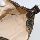 FENDI Zucca Canvas Vanity Hand Bag Black Brown gold Auth 156064-18