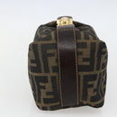 FENDI Zucca Canvas Vanity Hand Bag Black Brown gold Auth 156064-4