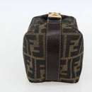 FENDI Zucca Canvas Vanity Hand Bag Black Brown gold Auth 156064-5