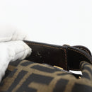 FENDI Zucca Canvas Vanity Hand Bag Black Brown gold Auth 156064-8