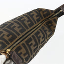 FENDI Zucca Canvas Vanity Hand Bag Black Brown gold Auth 156064-9