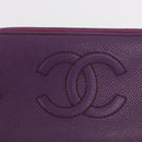 CHANEL COCO Mark Long Wallet Caviar Skin Purple Gold CC Auth 156066-18