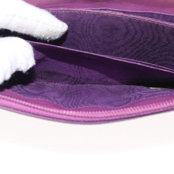 CHANEL COCO Mark Long Wallet Caviar Skin Purple Gold CC Auth 156066