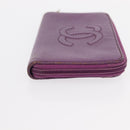 CHANEL COCO Mark Long Wallet Caviar Skin Purple Gold CC Auth 156066-3