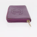CHANEL COCO Mark Long Wallet Caviar Skin Purple Gold CC Auth 156066-4