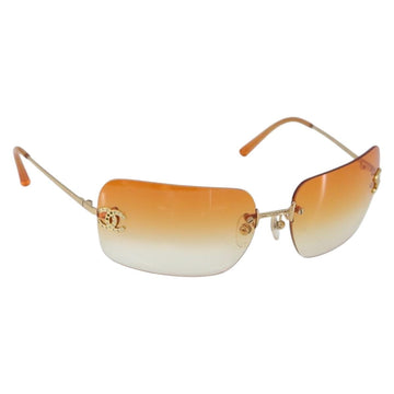 CHANEL COCO Mark Sunglasses metal Gold Tone 4017-D CC Auth 156067