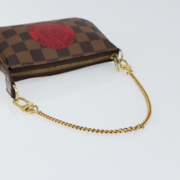 LOUIS VUITTON Damier Ebene T&B Mini Pochette Accessoires N58011 LV Auth 156077
