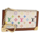 LOUIS VUITTON Multicolor Pochette Cles Coin Purse White M92655 LV Auth 156109-1