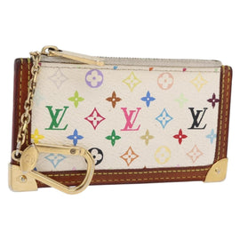 LOUIS VUITTON Multicolor Pochette Cles Coin Purse White M92655 LV Auth 156109