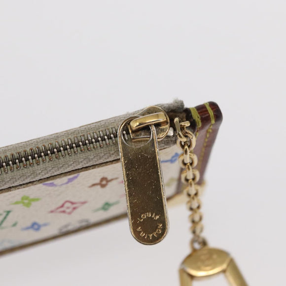 LOUIS VUITTON Multicolor Pochette Cles Coin Purse White M92655 LV Auth 156109