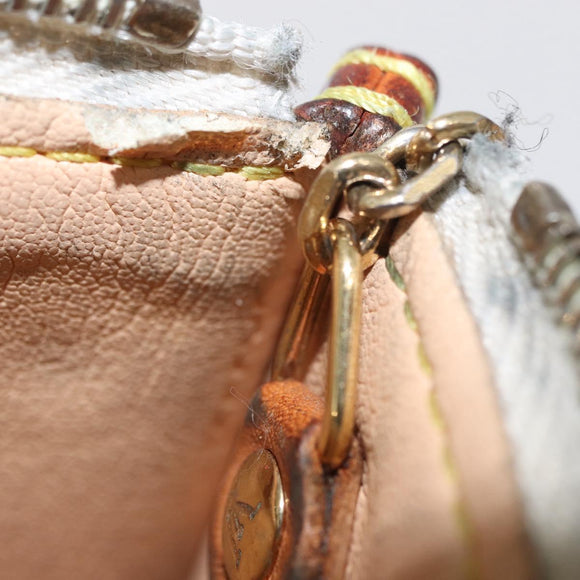 LOUIS VUITTON Multicolor Pochette Cles Coin Purse White M92655 LV Auth 156109