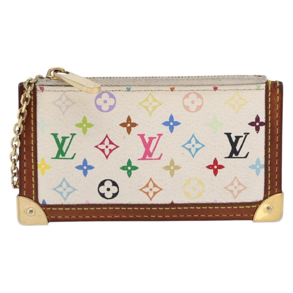 LOUIS VUITTON Multicolor Pochette Cles Coin Purse White M92655 LV Auth 156109