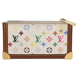 LOUIS VUITTON Multicolor Pochette Cles Coin Purse White M92655 LV Auth 156109 - 0