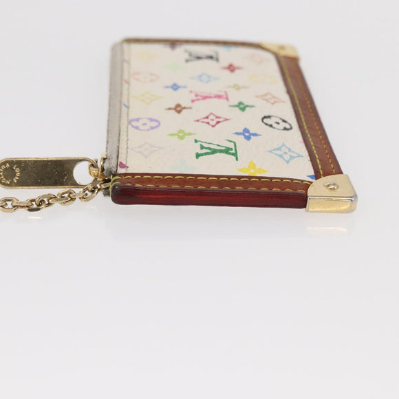 LOUIS VUITTON Multicolor Pochette Cles Coin Purse White M92655 LV Auth 156109