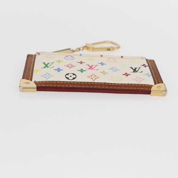 LOUIS VUITTON Multicolor Pochette Cles Coin Purse White M92655 LV Auth 156109