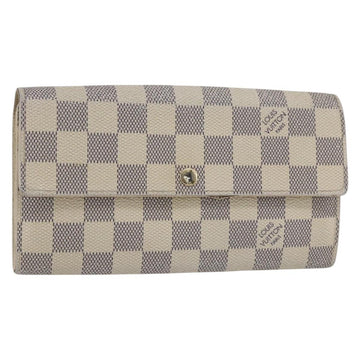 LOUIS VUITTON Damier Azur Portefeuille Sarah Long Wallet N61735 LV Auth 156110