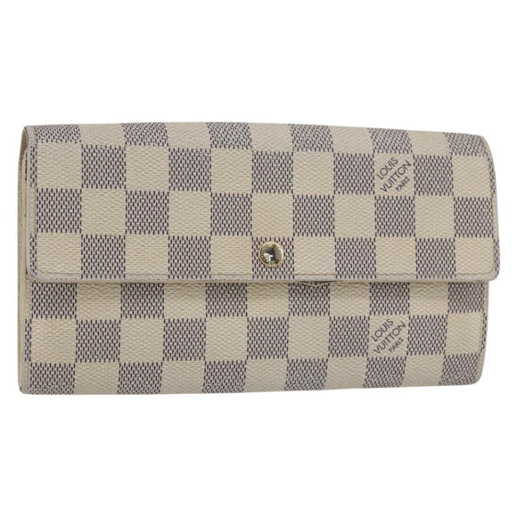LOUIS VUITTON Damier Azur Portefeuille Sarah Long Wallet N61735 LV Auth 156110