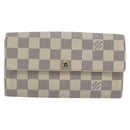LOUIS VUITTON Damier Azur Portefeuille Sarah Long Wallet N61735 LV Auth 156110-13