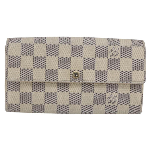 LOUIS VUITTON Damier Azur Portefeuille Sarah Long Wallet N61735 LV Auth 156110