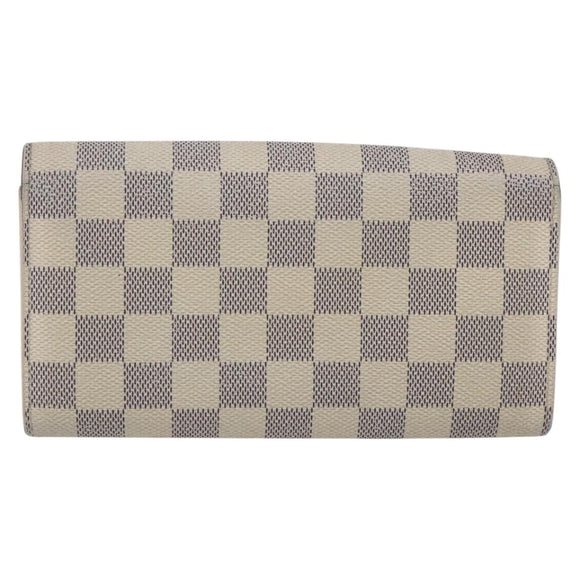 LOUIS VUITTON Damier Azur Portefeuille Sarah Long Wallet N61735 LV Auth 156110