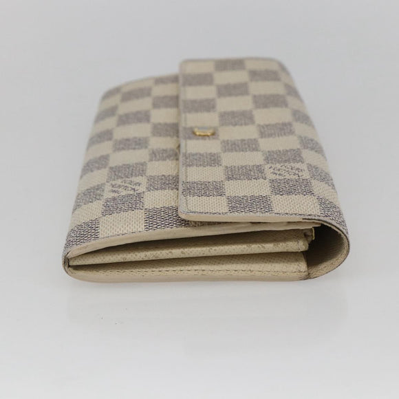 LOUIS VUITTON Damier Azur Portefeuille Sarah Long Wallet N61735 LV Auth 156110