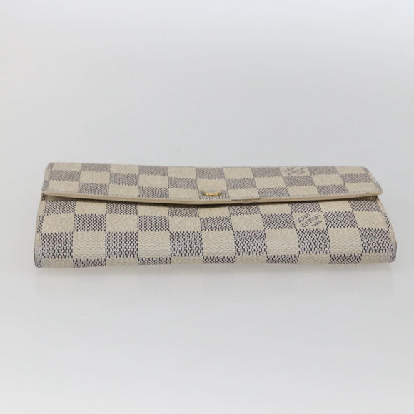 LOUIS VUITTON Damier Azur Portefeuille Sarah Long Wallet N61735 LV Auth 156110