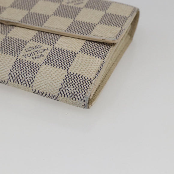 LOUIS VUITTON Damier Azur Portefeuille Sarah Long Wallet N61735 LV Auth 156110