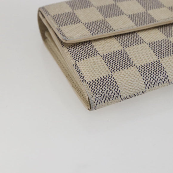 LOUIS VUITTON Damier Azur Portefeuille Sarah Long Wallet N61735 LV Auth 156110