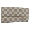 LOUIS VUITTON Damier Azur Portefeuille Sarah Long Wallet N61735 LV Auth 156111-1