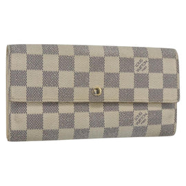 LOUIS VUITTON Damier Azur Portefeuille Sarah Long Wallet N61735 LV Auth 156111